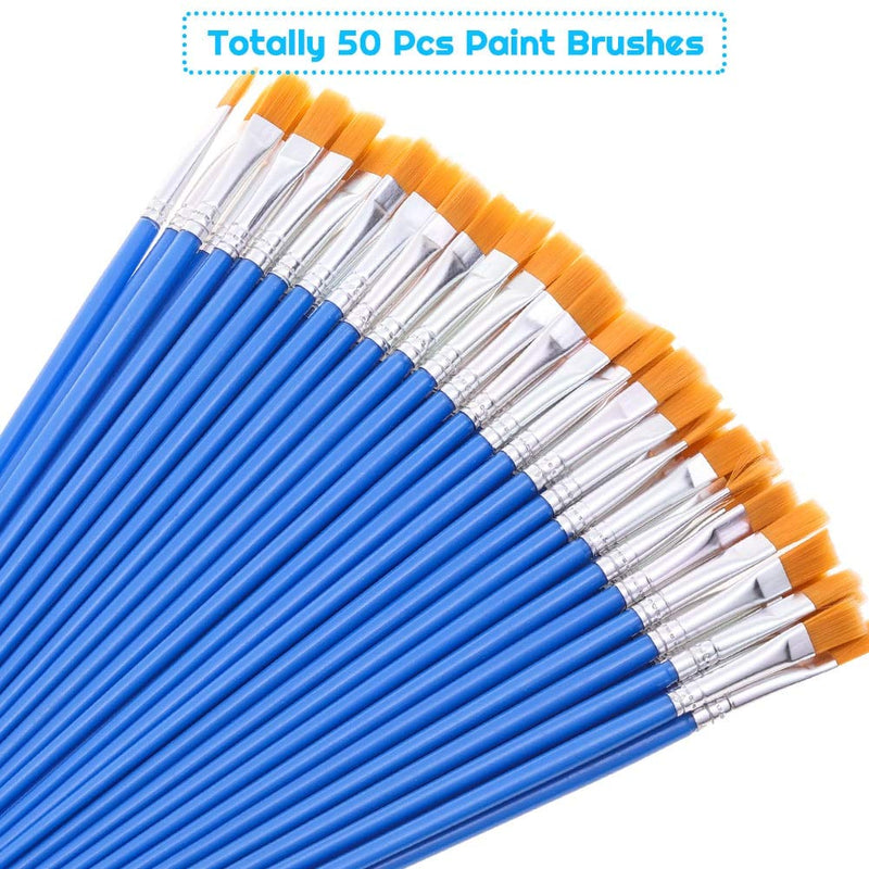  [AUSTRALIA] - 50 Pcs Flat Paint Brushes for Touch Up, Anezus Small Paint Brushes for Classroom Crafts Paint Brushes for Acrylic Watercolor Face Painting