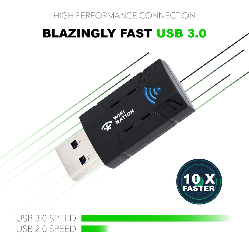  [AUSTRALIA] - WiFi Nation® WiFi Dongle 1300Mbps WiFi Adapter 2.4G/5G Dual Band Mini USB 3.0 802.11ac Wireless Network Adapter for PC Desktop Laptop Windows MacOS & Most of Linux Distros