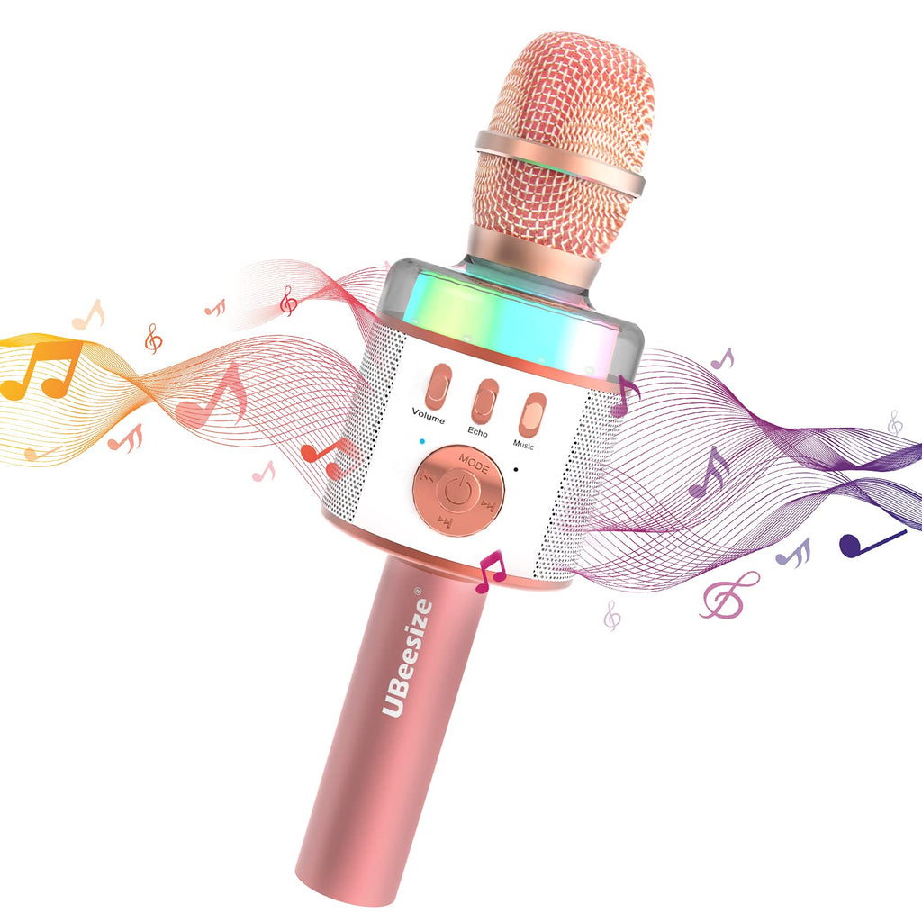  [AUSTRALIA] - UBeesize Karaoke Microphone Wireless Bluetooth, 3-in-1 Portable Handheld Mic Speaker with LED Lights, Karaoke Machine Microphone Sumbit for Kids & Adults (Pink) Pink