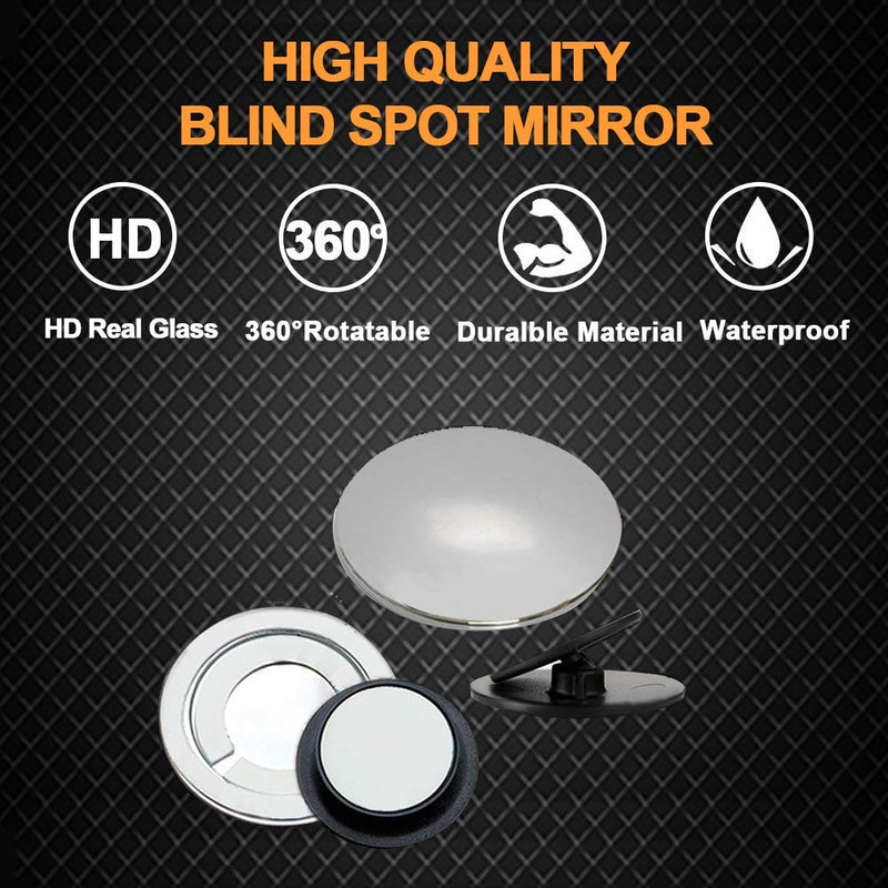 Pack of 2 Blind Spot Mirror 2" Round HD Glass Slim Frameless Convex Rear View Mirror Wide Angle 360°Rotate 30°Sway Adjustable Stick On Mirror - LeoForward Australia