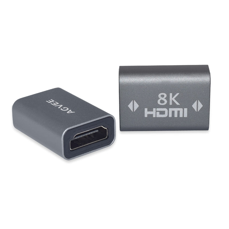  [AUSTRALIA] - AGVEE [2 Pack] HDMI Female to Female Adapter, 8K HDR HDMI 2.1 Coulper Extension Connetor, Backward Compatible with 4k@60HZ, Alloy Shell for TV Stick Roku Chromecast Switch Xbox PS4 Laptop, Gray Gray 2 Pack