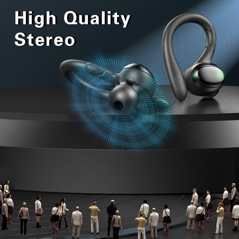  [AUSTRALIA] - Wireless Earbud, Sports Bluetooth 5.1 Headphones with Detachable Earhooks, Deep Bass Wireless in Ear Earphones with HD Mic, CVC8.0 Noise Reduction, 48hrs Playtime, IPX7 Waterproof, Headset for Running Black