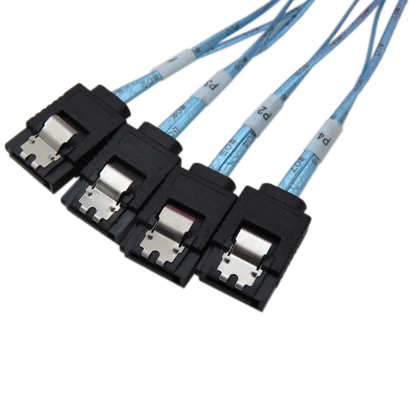  [AUSTRALIA] - CableDeconn 3FT Internal SFF8087 Mini SAS 36pin Male W/Latch To SATA 7Pin Female (X4) Forward Breakout Cable (G0102) 1m