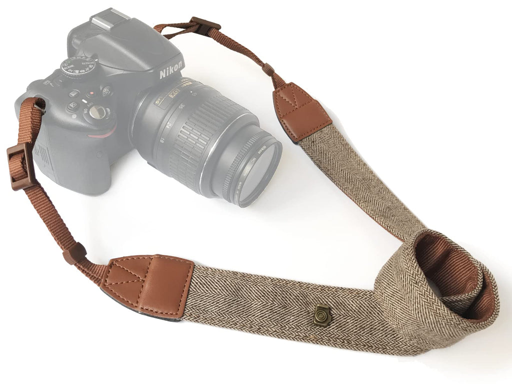  [AUSTRALIA] - Camera Strap Neck, Adjustable Vintage Soft Camera Straps Shoulder Belt for Women /Men,Camera Strap for Nikon / Canon / Sony / Olympus / Samsung / Pentax ETC DSLR / SLR Soft Brown New