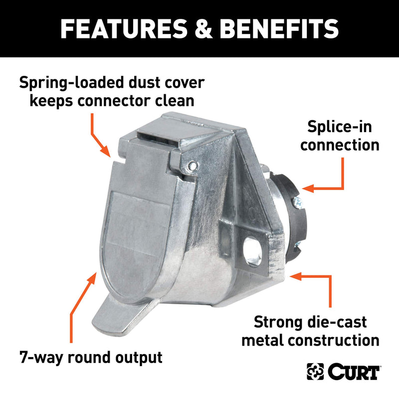  [AUSTRALIA] - CURT 58170 Vehicle-Side 7-Pin Round Trailer Wiring Harness Socket