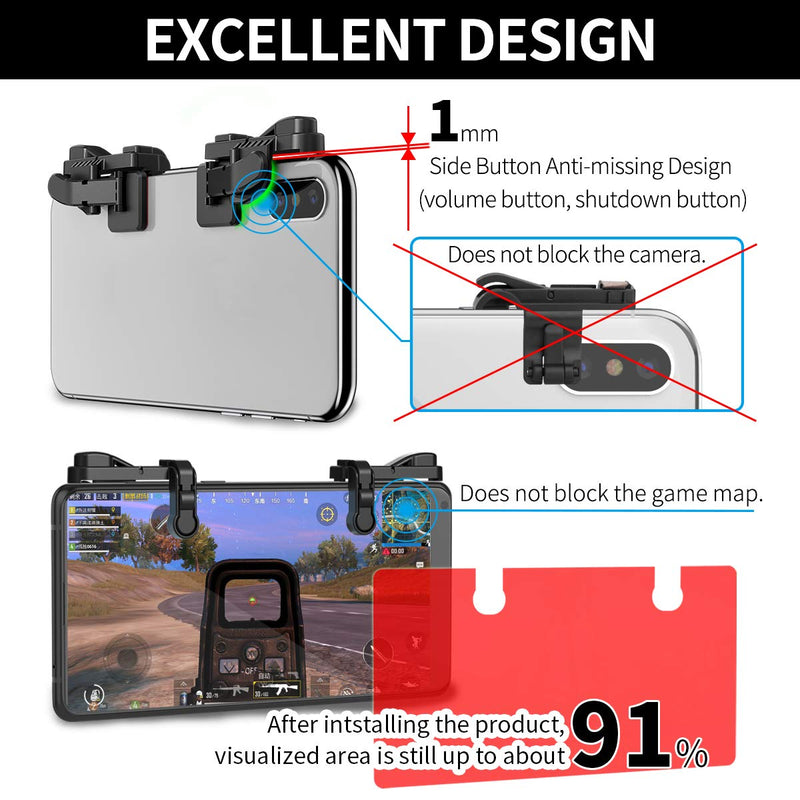  [AUSTRALIA] - 【1 Pair】 IFYOO Z108 Mobile Gaming Controller Compatible with PUBG Mobile/Fortnitee Mobile/Call of Duty Mobile, Sensitive Shoot and Aim Trigger L1R1 Compatible with Android & iPhone 1 Pair