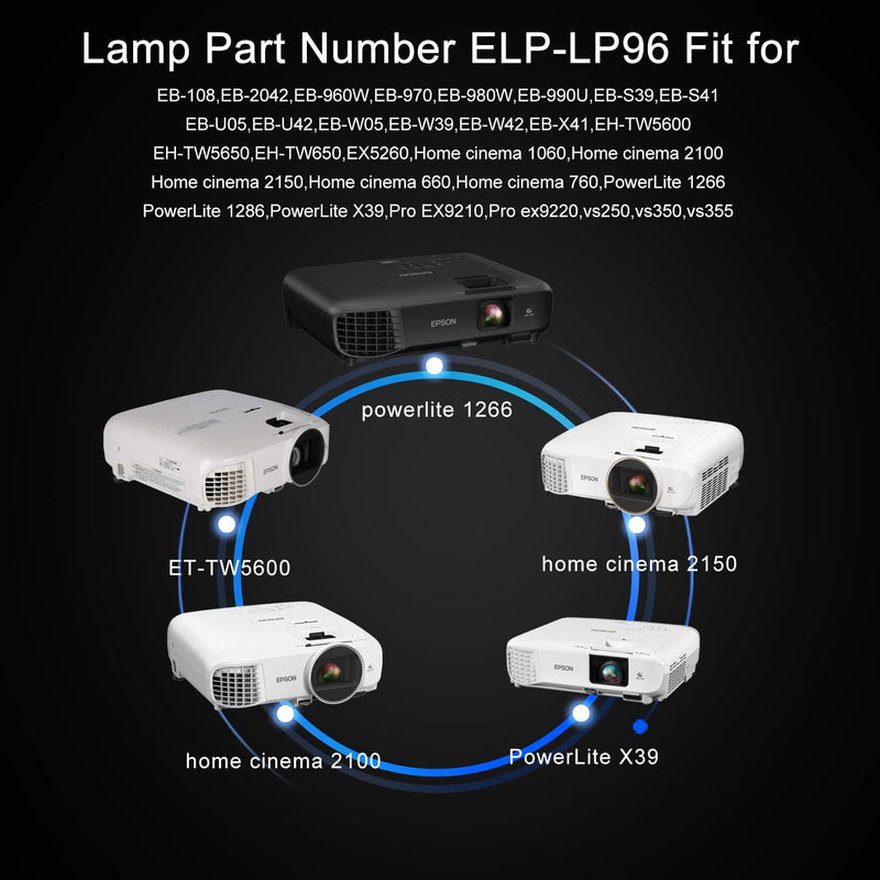  [AUSTRALIA] - for ELPLP96 V13H010L96 EPSON Vs350 Vs355 Home Cinema 2100 Home Cinema 2150 1060 660 760hd VS250 VS350 VS355 EX9210 Compatible Projector lamp with Housing by SW-LAMP
