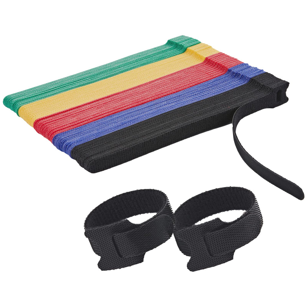  [AUSTRALIA] - 100 PCS Reusable Cable Ties with Hook and Loop, Multi-purpose Adjustable 8 Inch Cable Management Wire Ties Cable Straps for Organizing Home, Office and Data Centers (Multicolored) Multicolored