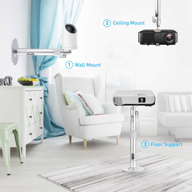  [AUSTRALIA] - NIERBO Universal Projector Wall Ceiling Mount Hanger 360°Rotatable Head with Extendable Length 11.8 Inch to 19.7 Inch / 11 lbs Load Mounting Bracket
