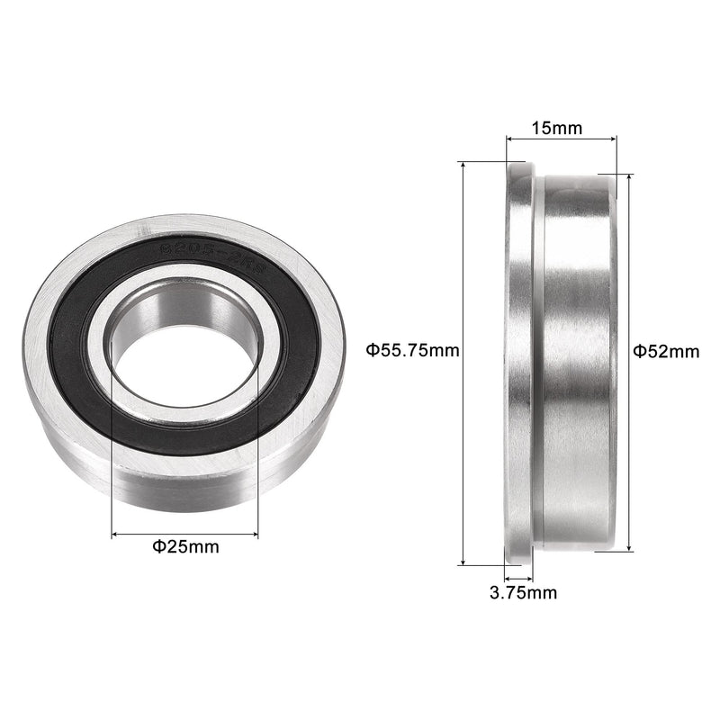  [AUSTRALIA] - uxcell F6205-2RS Flanged Ball Bearing 25x52x15mm Double Sealed Chrome Steel Bearings 2pcs