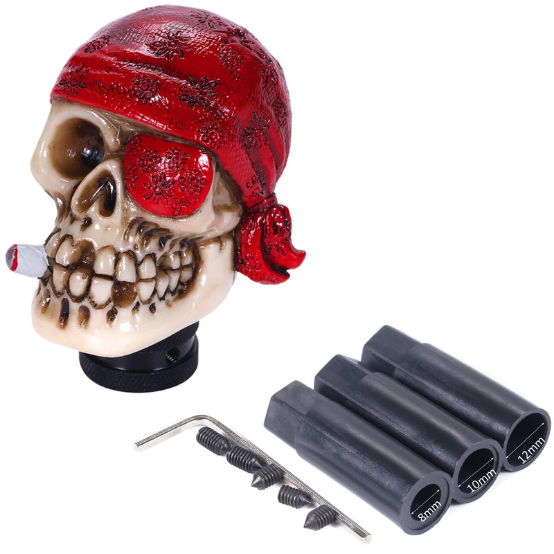  [AUSTRALIA] - Bashineng Transmission Stick Shifter One-Eyed Pirate Style Universal Car Gear Shift Knobs for Most Manual Automatic Cars (Red) red