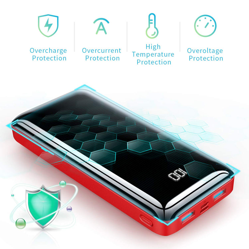 Portable Charger Power Bank Bextoo 30000mAh High Capacity External Battery with Full LCD Digital Display,Smaller Size Backup Battery Pack Compatible with Smart Phone, Android Phone, Tablet and More Red - LeoForward Australia