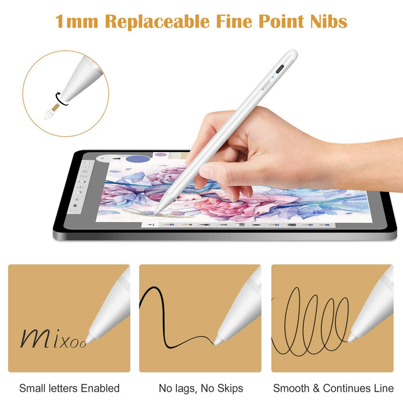 Stylus Pen with Palm Rejection for iPad - Mixoo Fine Tip Active Stylus iPad Pencil with Replaceable Tip for (2018-2020) Apple iPad Pro 11 & 12.9 inch/iPad 7th Gen/iPad 6th Gen/iPad Mini 5/iPad Air 3 - LeoForward Australia