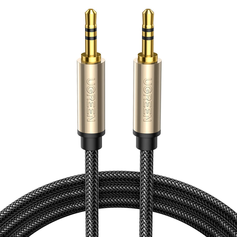  [AUSTRALIA] - UGREEN 3.5mm Audio Cable Hi-Fi Stereo Double Layer Shielding Nylon Braided with Silver-Plating Copper Core, Zinc Alloy Male to Male Aux Cord Tangle-Free for Audiophile Musical Lovers, 10ft