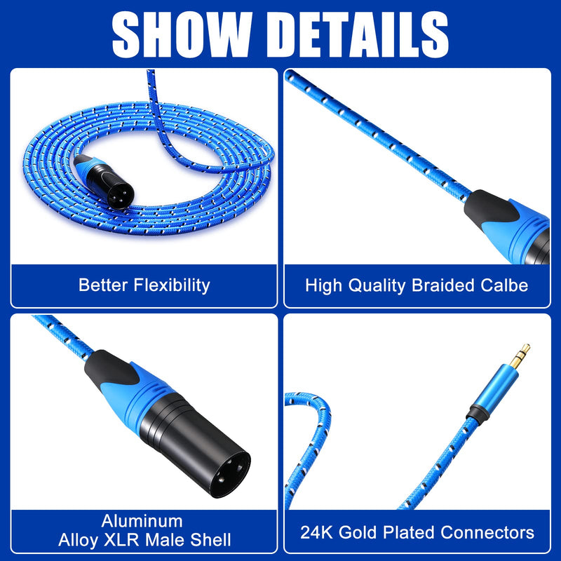  [AUSTRALIA] - 4 Pieces XLR Male to 3.5 mm Male Balanced Cable Adapter, 1/8 Inch TRS Male to XLR Male Cable Stereo Microphone Cable for Cell Phone, Laptop, Speaker, Mixer 10 Feet Each