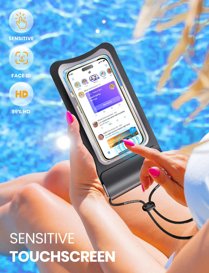  [AUSTRALIA] - eSamcore Waterproof Phone Pouch Floating, [2-Pcs] Waterproof Phone Case Bag Cruise Essentials IPX8 Water Proof Phone Pouch iPhone 14/13/ 12 Pro Max Samsung Galaxy S22 S23 Travel Essentials Clear