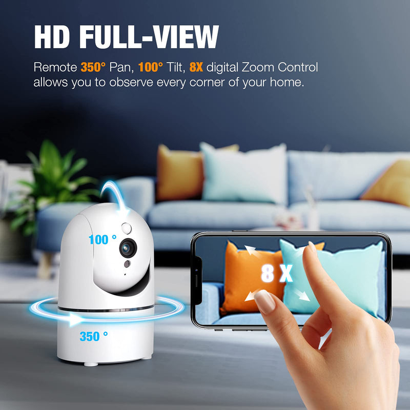  [AUSTRALIA] - Baby Camera, 1080P Pan/Tilt/Zoom Pet Camera with Sound Motion Detection, 2-Way Audio, Night Vision, Indoor Surveillance Camera for Pet/Nanny Monitoring, SD Card Slot/Cloud Storage, Home Alexa Camera