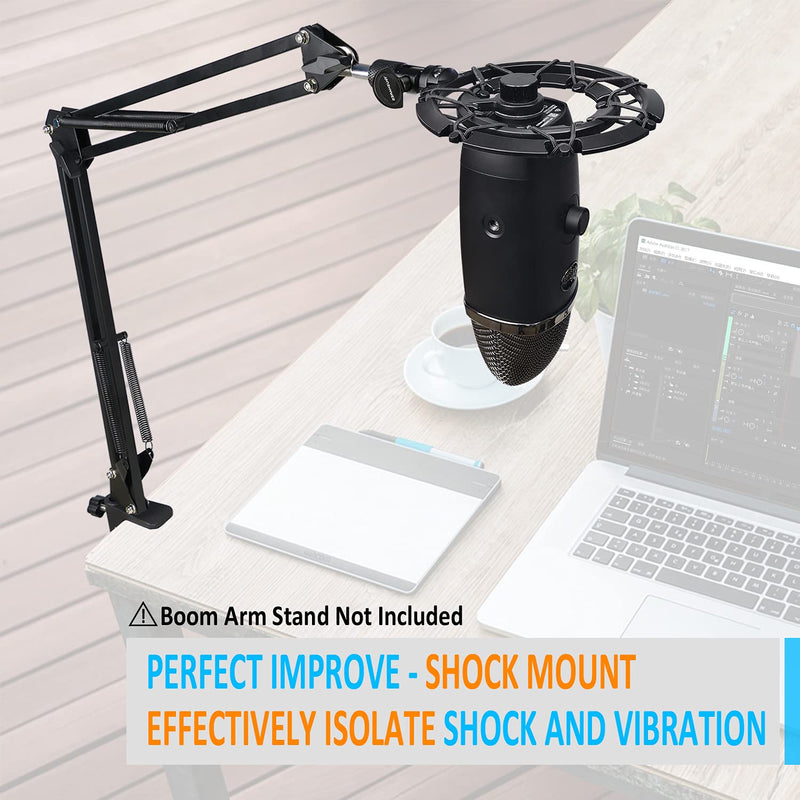  [AUSTRALIA] - YOUSHARES Blue Yeti X Shock Mount with Pop Filter, Alloy Shockmount with Foam Windscreen Reduces Vibration and Shock Noise Matching Boom Arm Mic Stand, Designed for Blue Yeti X Microphone Shock Mount with Windscreen