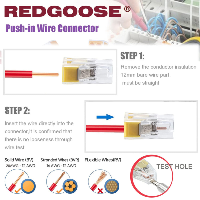  [AUSTRALIA] - REDGOOSE 50PCS Push-in Wire Connector 20-12AWG Wire Nuts (2Port 30pcs,4Port 20PCS) 2/4Port Kit