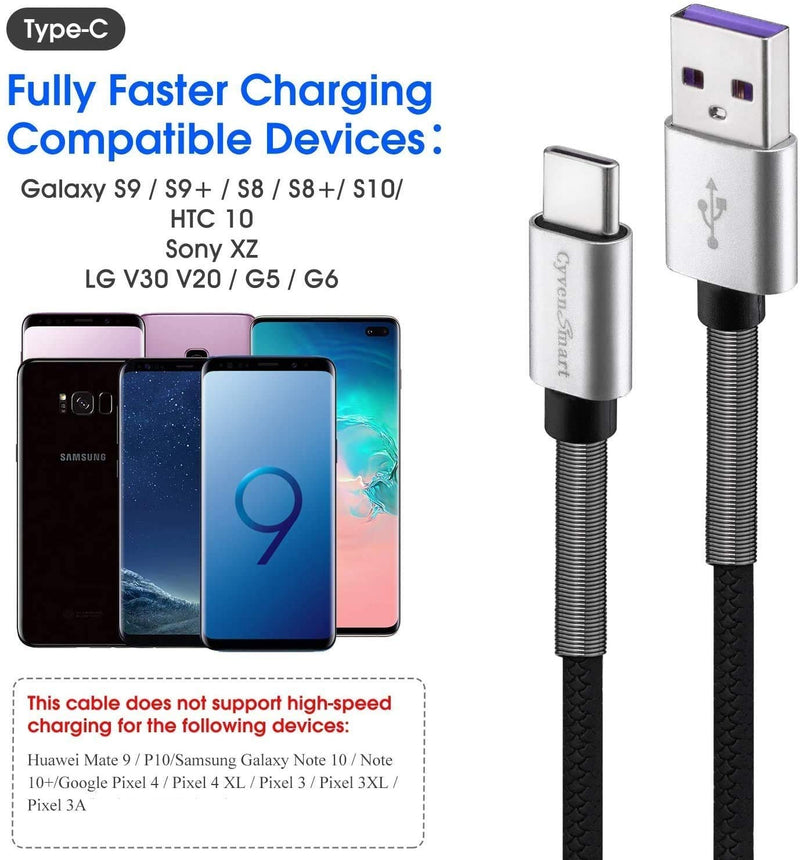  [AUSTRALIA] - USB Type C Cable 10ft, [2 Pack] CyvenSmart USB A 2.0 to USB-C Fast Charger Extra Long Durable TPE Cord Compatible with Samsung Galaxy A10/A20/A51/S10/S9/S8 Plus/Note 9/8,LG V50 V40 G8 G7 Thinq02 2Pack 10Foot silver
