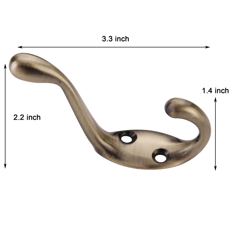 Coat Hooks,Cele Heavy Duty Double Coat Hooks Hardware Wall Mounted Metal Hanging Double Hooks Wall Hooks (Screws Included),Bronze Hooks Hanger-10 Pack Bronze - LeoForward Australia