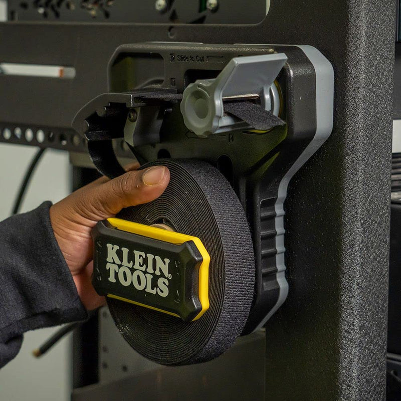  [AUSTRALIA] - Klein Tools 450-900 Cable Management, Hook & Loop Dispenser with 12-Foot x 3/4-Inch Tape Roll, Cuts Custom Length Hook & Loop Strips, Black