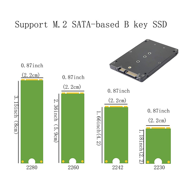 M.2 to 2.5 inch SATA Enclosure Adapter,M.2 (NGFF) SSD to SATA III Hard Drive Enclosure,B and M Key SATA Converter to SATA 3.0 Card,Support 2230 2242 2260 2280 Hard Drive with 7mm Case - LeoForward Australia