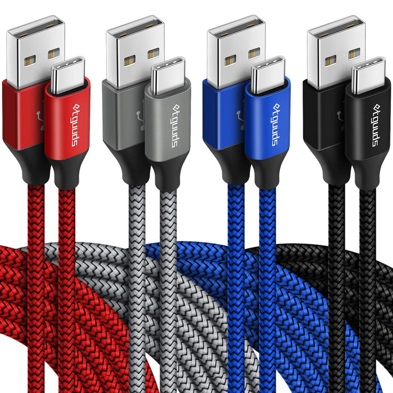  [AUSTRALIA] - [4-Pack, 3ft] USB Type C Cable 3A Fast Charging, etguuds USB A to USB C Cable Premium Nylon Braided Compatible with Samsung Galaxy S20 S10 S9 S8 Plus S10E A10e A20 A51 A71, Note 20 10 9 8, Moto G8 G7 3ft,3ft,3ft,3ft Red, Gray, Blue, Black