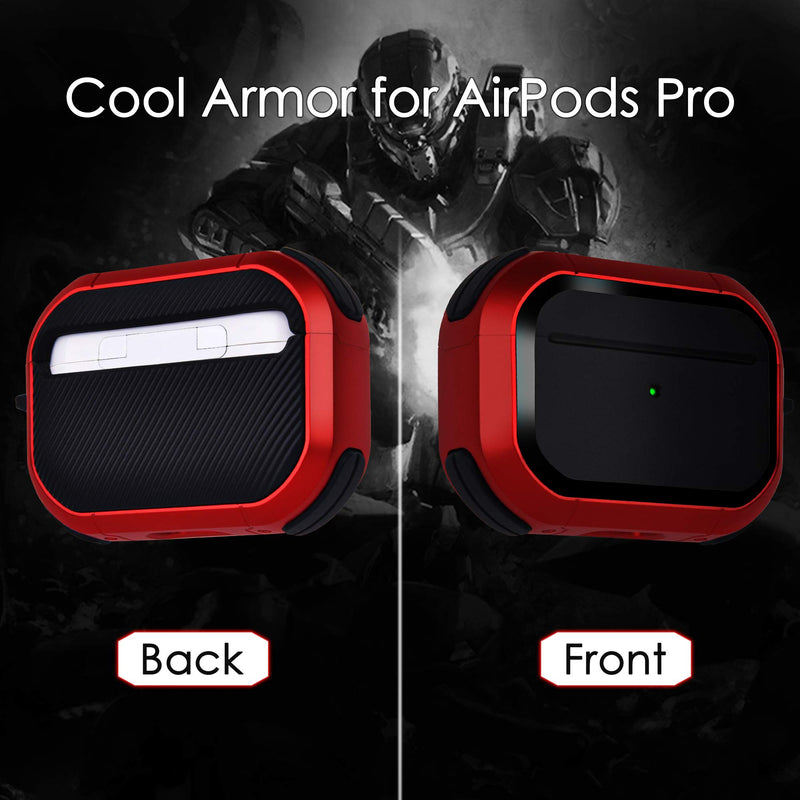 Upgraded Armor for Airpod Pro Case, CAGOS Shockproof AirPods Pro Cover Cool iPod Pro Case Designed for Apple Air Pod Wireless Pro Cases for Men Women (Red) Red - LeoForward Australia