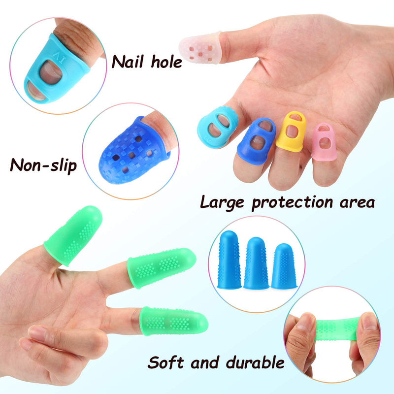  [AUSTRALIA] - 37 Pieces Rubber Fingers Tips Anti-Slip Reusable Fingertip Protector Assorted Color and Size Finger Cover Caps Thick Finger Protection Cover for Counting, Collating, Writing, Sorting Task, 3 Styles