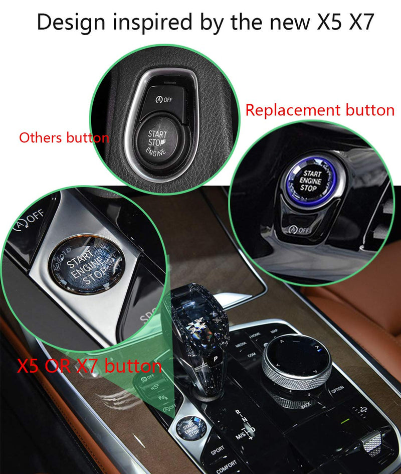 lanyun for bmw button crystal engine start stop switch ignition button fit F or G chassis code bmw F30 F10 F20 F22 F32 F15 F48 G30 G01 accessories with OFF button（blue） blue F/G code with OFF - LeoForward Australia