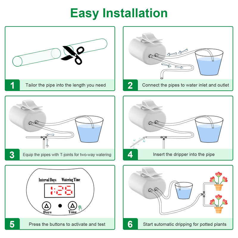  [AUSTRALIA] - Automatic Watering System for Potted Plants Watering Devices Automatic Plant Waterer System with 4 Irrigation and 2 Sprinkler Chargeable 4 Irrigation + 2 Sprinkler