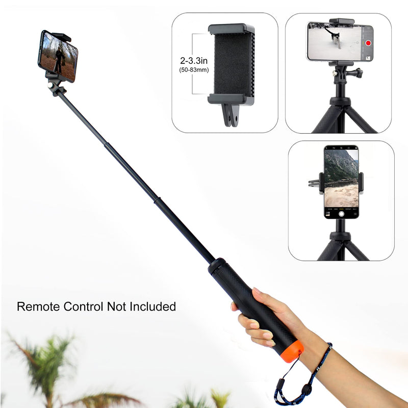  [AUSTRALIA] - GEPULY Waterproof Telescopic Selfie Stick Floating Hand Grip Tripod for GoPro Hero 10 9 8 7 6 5 4 3 2, Fusion, Max, OSMO and Most Action Cameras - Features as Floating Pole, Hand Grip, Monopod, Tripod Floating Tripod Pole for Action Camera