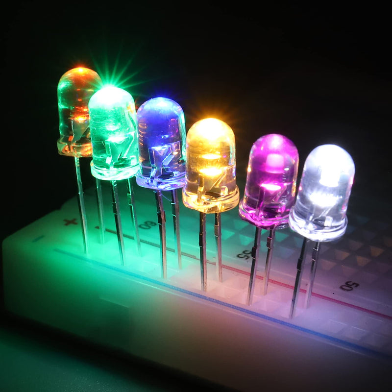  [AUSTRALIA] - HUAREW 10 values 500 pieces LED light diode 3 mm 5 mm with white, red, yellow, green, blue 5 colors classification kit