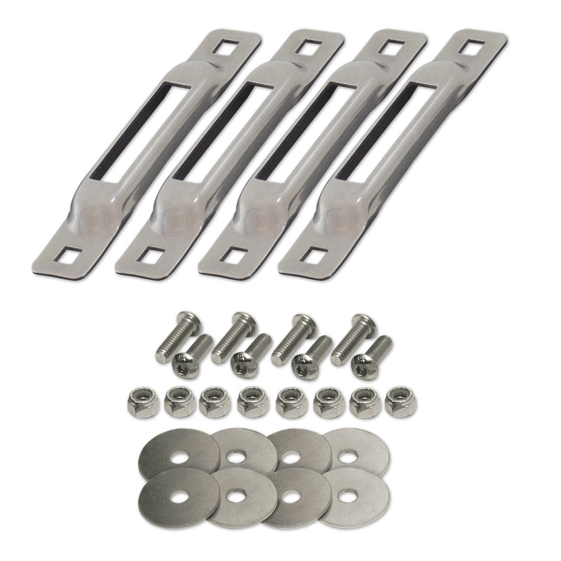  [AUSTRALIA] - SNAPLOCS Stainless 4 Pack with Fasteners E-Track Single Strap Anchors