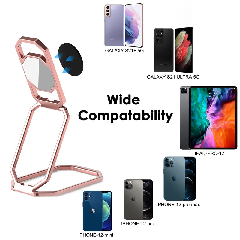  [AUSTRALIA] - Phone Ring Holder Finger Kickstand, 360° Rotation Metal Phone Grip for Magnetic Car Mount Foldable Cell Phone Stand Compatible with Most Smartphones Silver Rose Gold