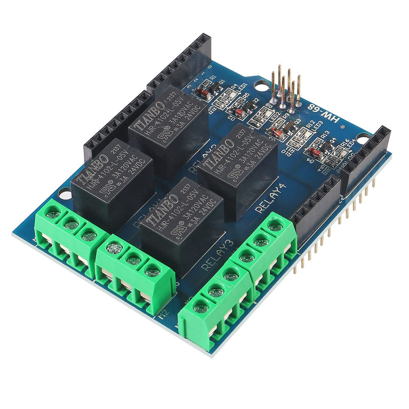  [AUSTRALIA] - AITRIP 2PCS 4 Channel 5v Relay Shield Module for Arduino UNO R3 Relay Shield Interface 4 Four Channel for PIC AVR DSP ARM MCU Arduino UNO R3