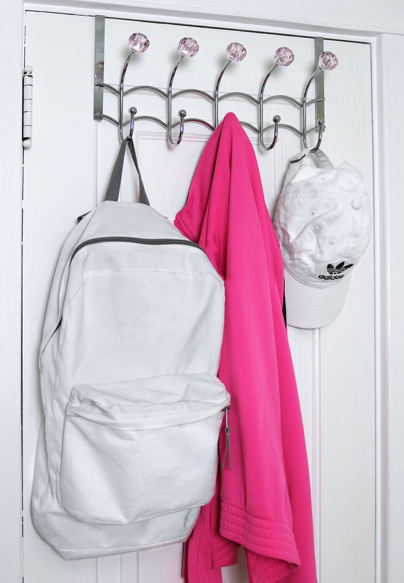 Galashield Over The Door Hook Pink Acrylic Hooks and Stainless Steel Organizer Door Hanger Towel Rack (10 Hooks) - LeoForward Australia