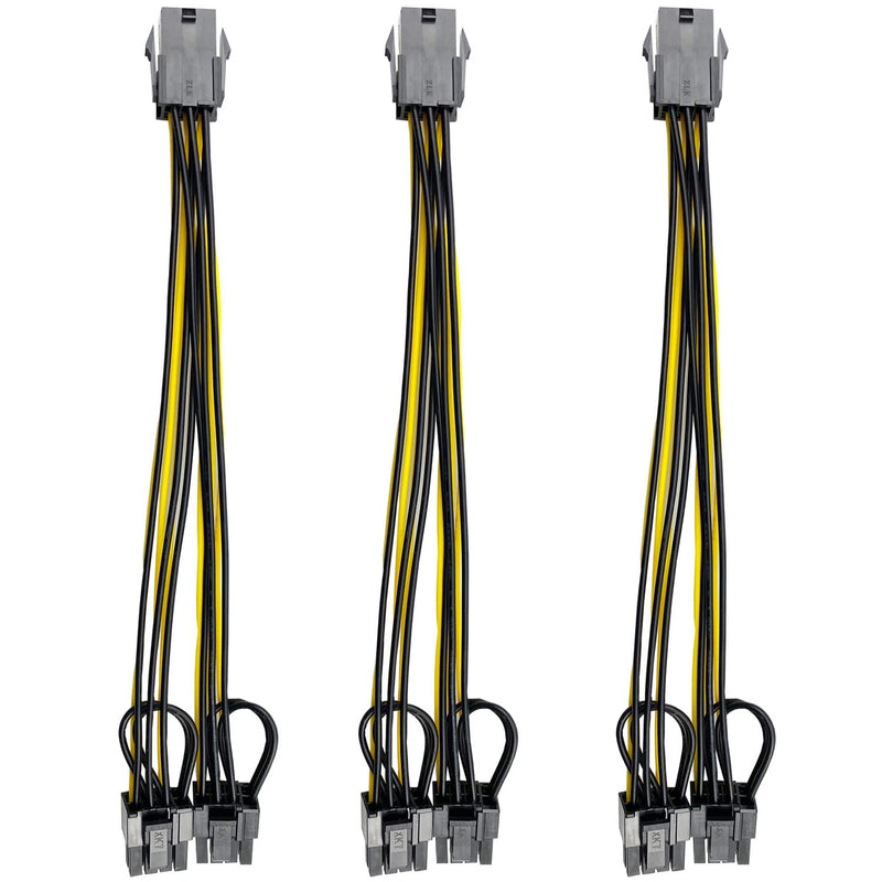  [AUSTRALIA] - Amangny 6 Pin Female to Dual 8(6+2) Pin Male PCIe Adapter Power Cable PCI Express Y - Splitter Cable 12.5 Inches (3 Pack) 3 Pack