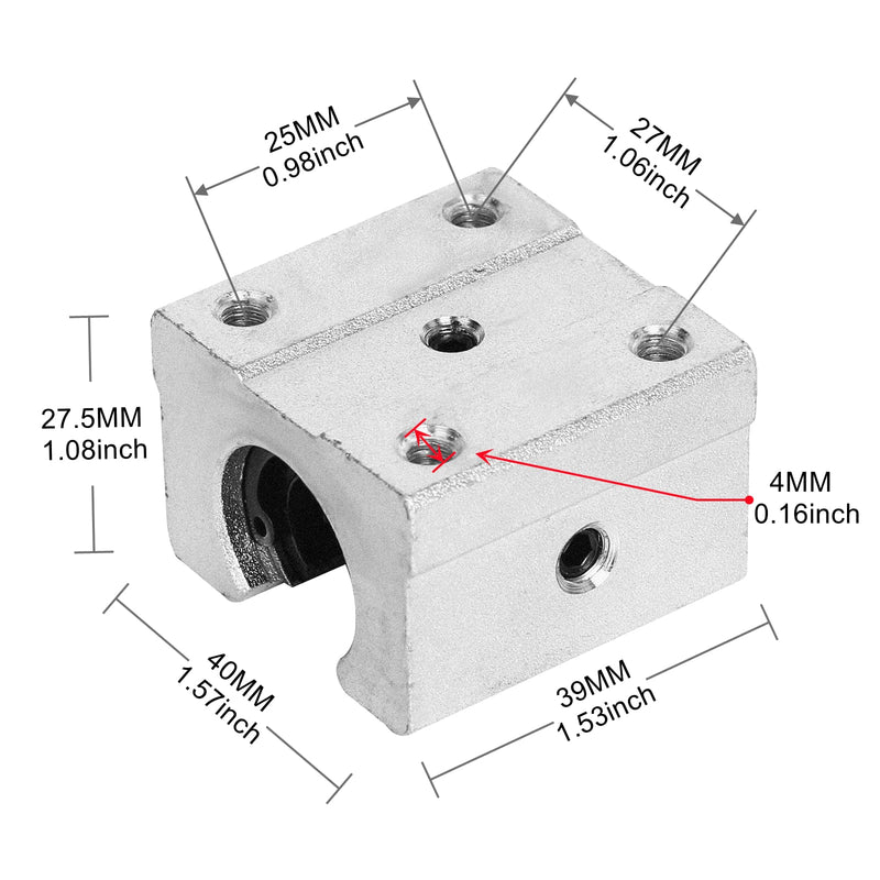  [AUSTRALIA] - Ruimou 2Pcs SBR12UU Open Linear Motion Ball Bearing Slide Unit Bushing(12MM Inner Dia.) for CNC Machine Sliding, 3D Printer Parts