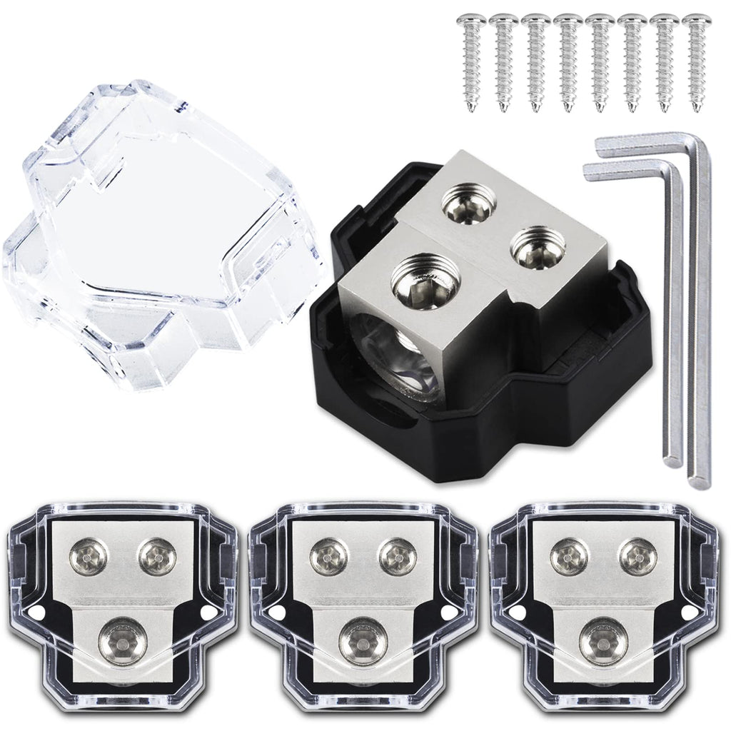  [AUSTRALIA] - Hamolar 4 Pack 2 Way Power Distribution Block, 0/2/4 Gauge in / 4/8 Gauge Out Amp Power Distribution Ground Distributor Connecting Block for Car Audio Amplifier Splitter