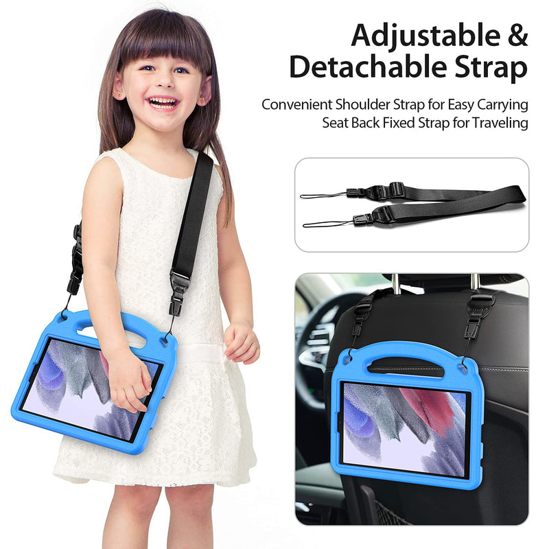  [AUSTRALIA] - DUX DUCIS Kids Case for Samsung Galaxy Tab A7 Lite (SM-T220 / SM-T225), Light Weight Full Protection Shockproof Case with Handle, Kickstands & Shoulder Strap, Blue