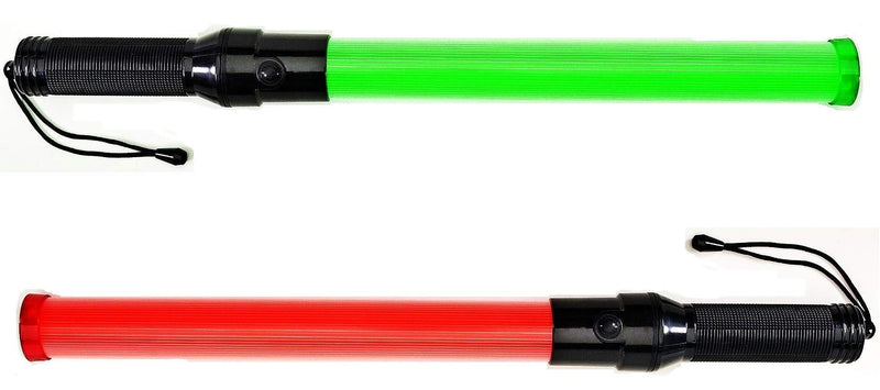  [AUSTRALIA] - Lot of Two (2) pieces: Traffic Safety Baton Light, 21.5 inch length, Each baton contains 6 Red LED plus 6 Green LED. with 3 Flashing modes (Red blinking, Red steady-glow, Green steady-glow)