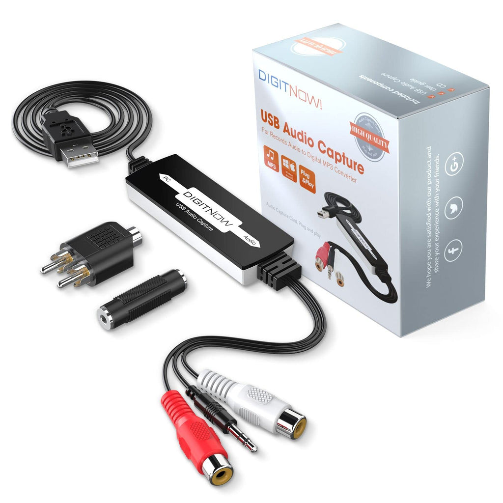  [AUSTRALIA] - DIGITNOW USB Audio Capture Card Grabber for Vinyl Cassette Tapes to Digital MP3 Converter, Support Mac & Windows 10/8.1/8 / 7 / Vista/XP