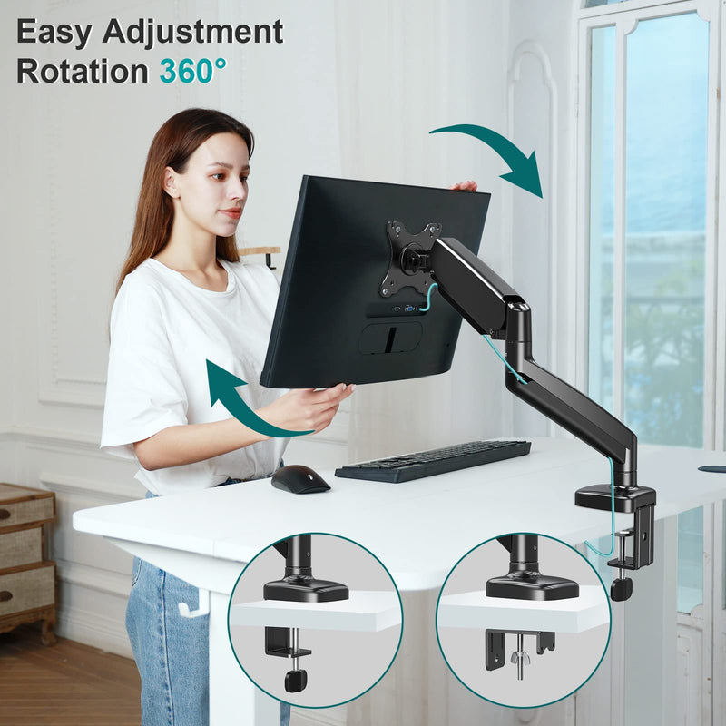  [AUSTRALIA] - MOUNT PRO Single Monitor Desk Mount - Articulating Gas Spring Monitor Arm, with VESA Extension Bracket Adapter,Fits Most 13 to 35-inch Screens,VESA 200×100 ,200×200