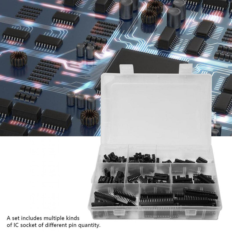  [AUSTRALIA] - Sockets Solder 122 Pcs IC Socket Adapter Electronic Component Connector Pitch Double Row Assortment Kit for Experiments and DIY Projects DIP-8 6 14 16 18 24 28 40Pins 2.54mm