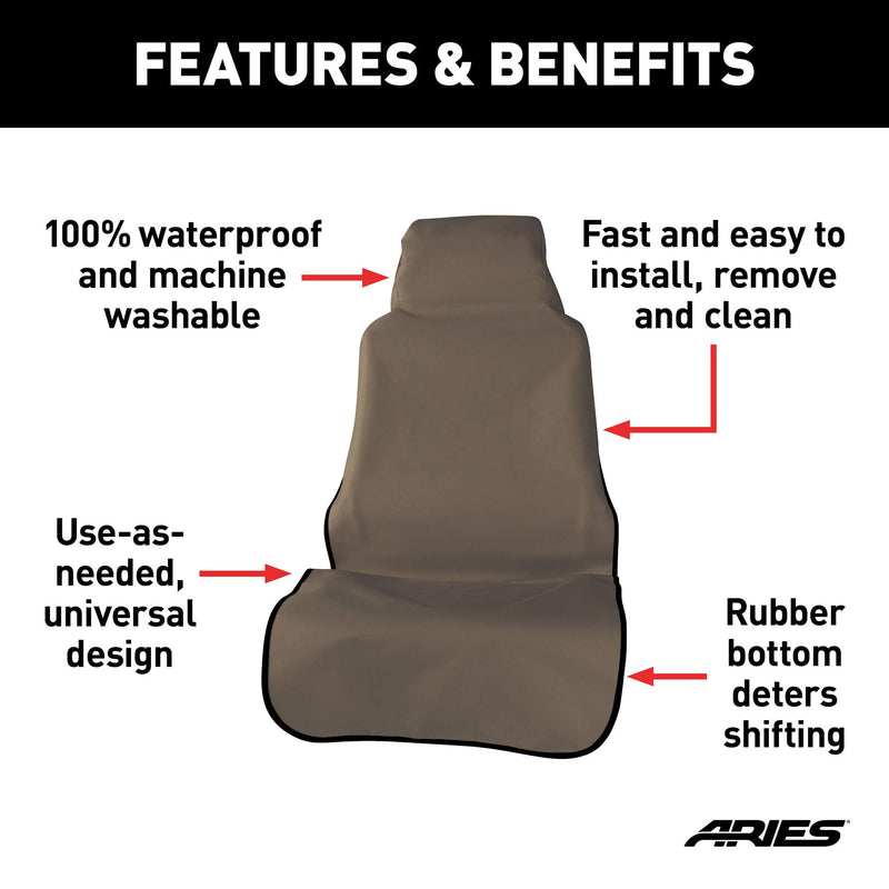  [AUSTRALIA] - ARIES 3142-18 Seat Defender Universal Seat Cover, Brown 23.5-Inch x 58.25-Inch Bucket Seat