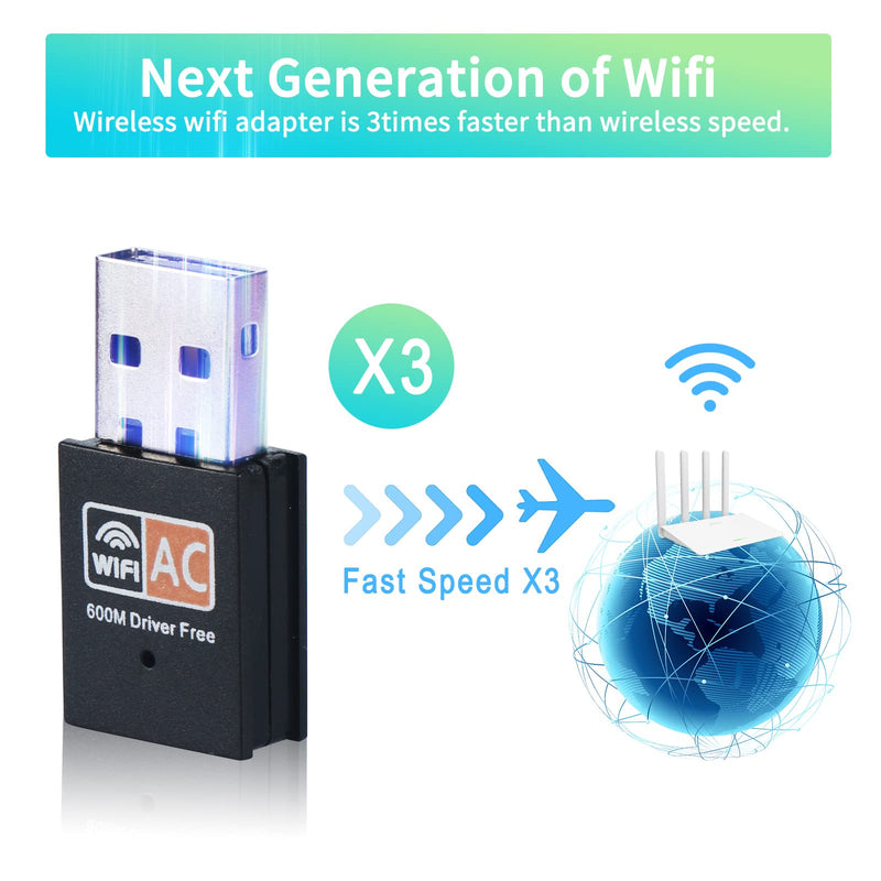  [AUSTRALIA] - USB WiFi Adapter, 5G/2.4G Dual Band Wireless USB WiFi Adapter for PC, 600Mbps High Speed WiFi Adapter for Desktop PC, Linccras WiFi Dongle Support Windows 7/8/10 and Mac
