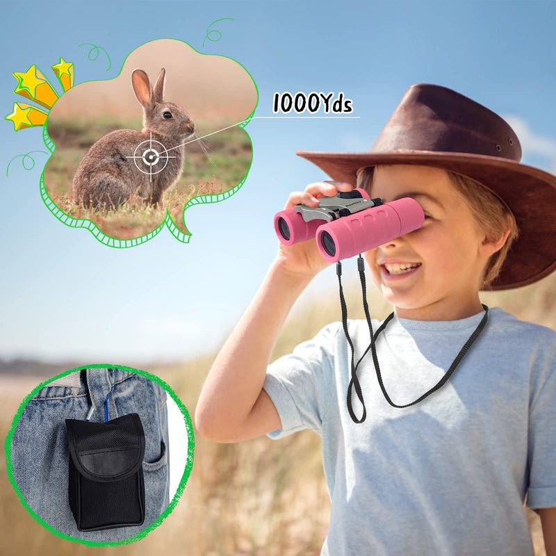  [AUSTRALIA] - Binoculars for Kids,Dazftiey 8x21 High Resolution Shockproof Lightweight Binoculars Compact Kids Binoculars for 3-12 Years Boys and Girls Binoculars for Bird Watching Camping Hiking(Pink) Pink