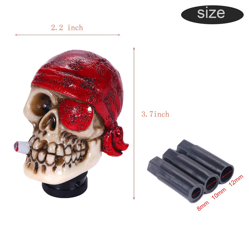  [AUSTRALIA] - Bashineng Transmission Stick Shifter One-Eyed Pirate Style Universal Car Gear Shift Knobs for Most Manual Automatic Cars (Red) red